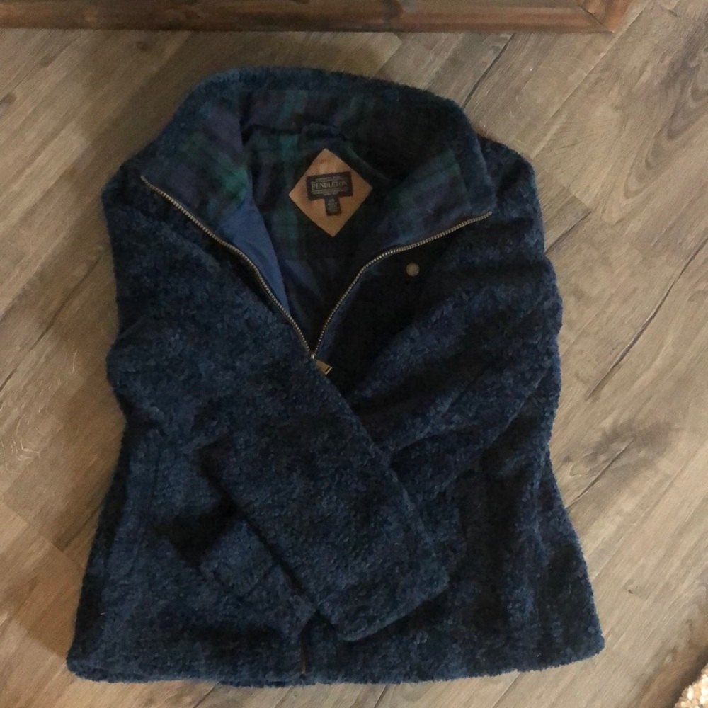 Pendleton jacket blue with green plaid